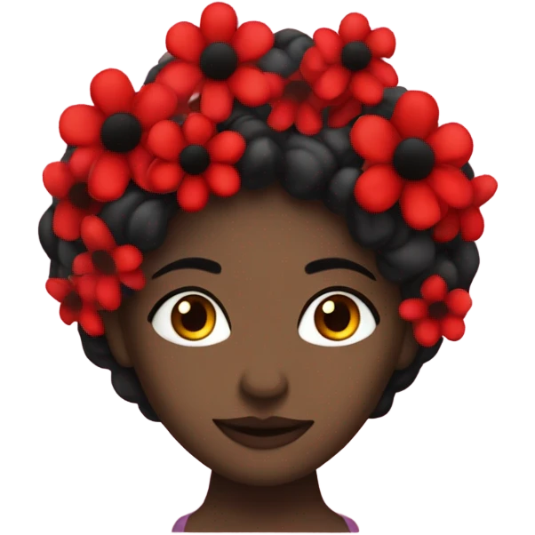 Mujer con cabello negro agarrando flores rojas  emoji