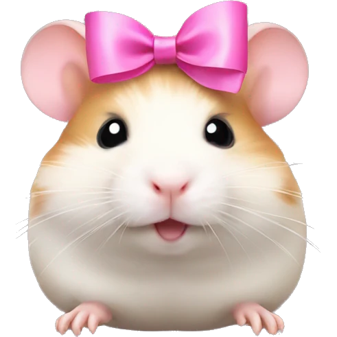 hamster with pink bow on head emoji