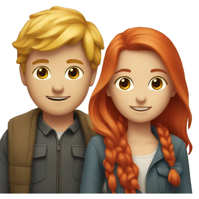 blonde girl and red head boy together  emoji