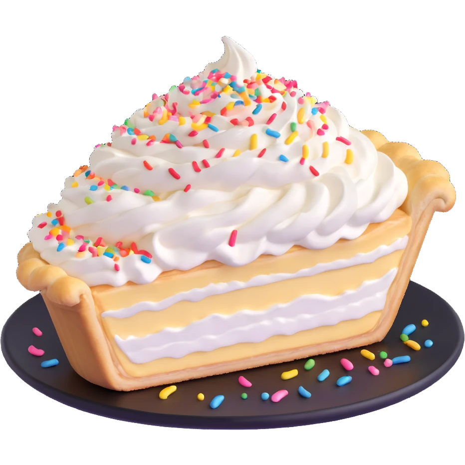 cream pie with swirled whipped cream and sprinkles emoji