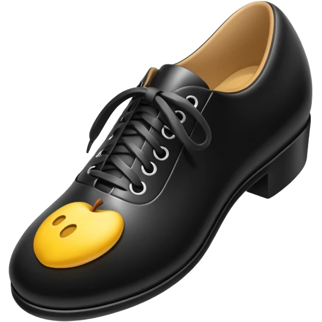 3D Apple-style emoji of a single shoe print on the ground, stylized and simple. Rounded, glossy, smooth shading, white background.
 emoji