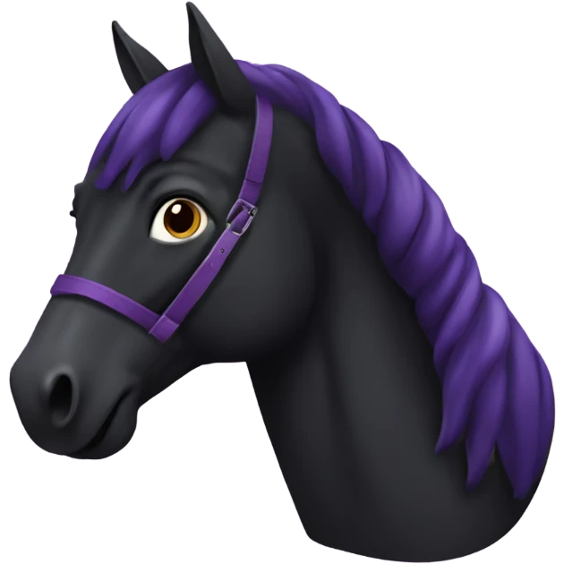 Black horse with eggplant emoji