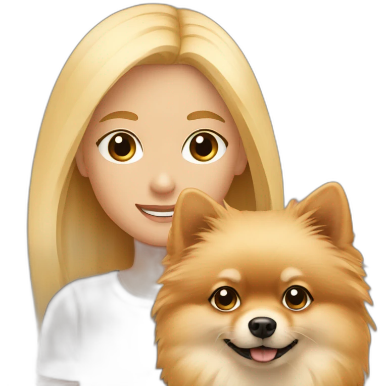 Blonde girl and blonde boy with brown Pomeranian emoji