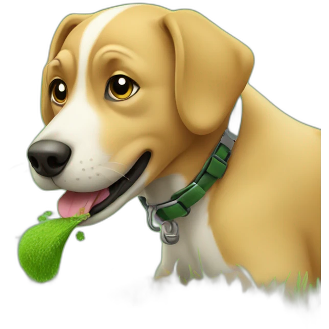 dog eating grass emoji