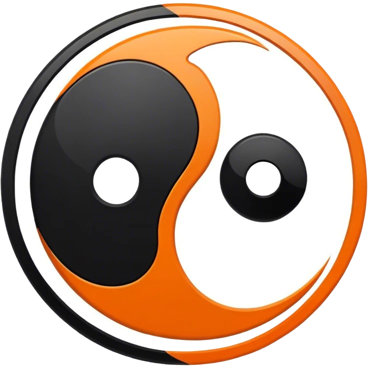 Orange and black ying yang emoji