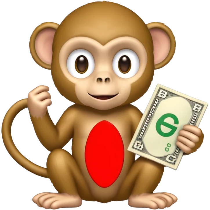 Monkey holding cash, gbp currency. emoji