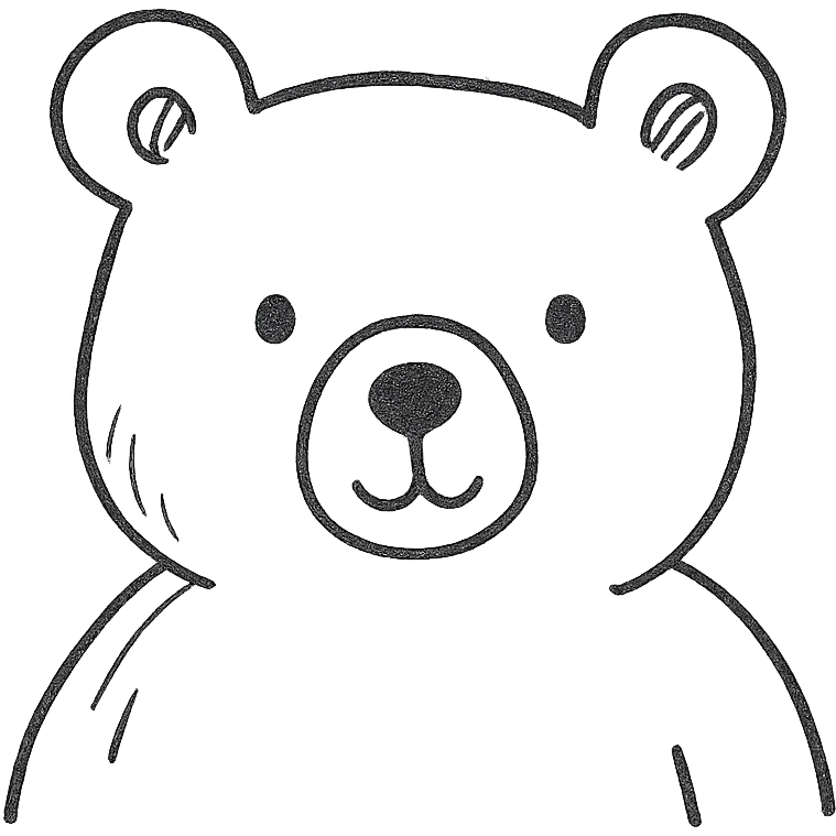 bear icon, hand drawn black outline emoji