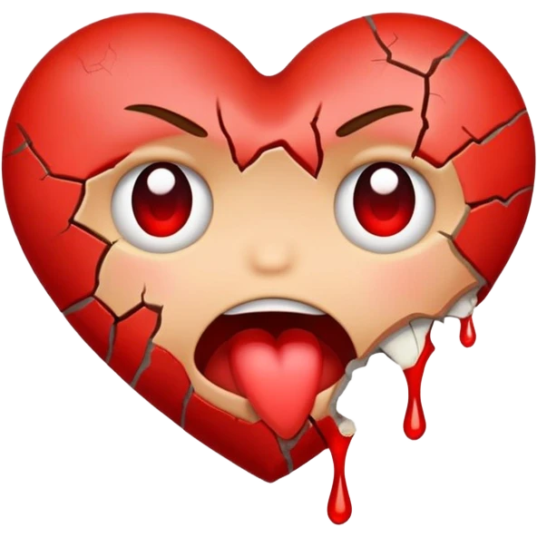 broken heart but face shape that a drooling emoji
 emoji