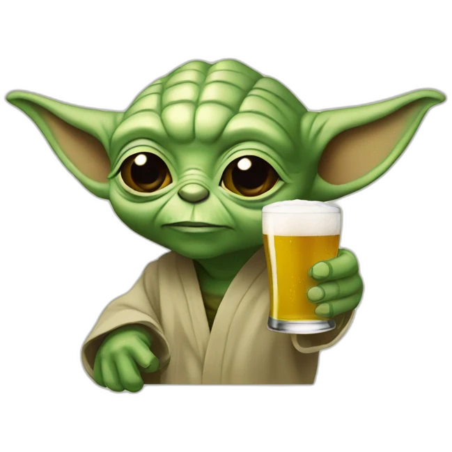 Yoda drinking a beer emoji