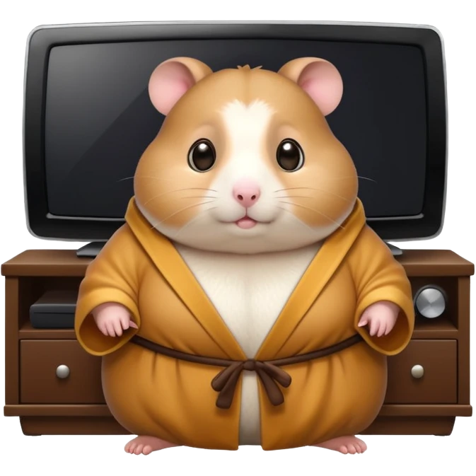 Funny cartoon-style fat hamster with big wide eyes watching tv at 3am emoji