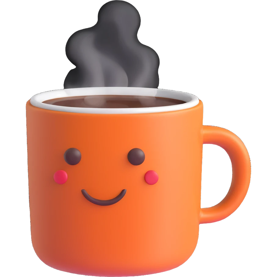 a steaming mug of coffee, cozy simple style emoji