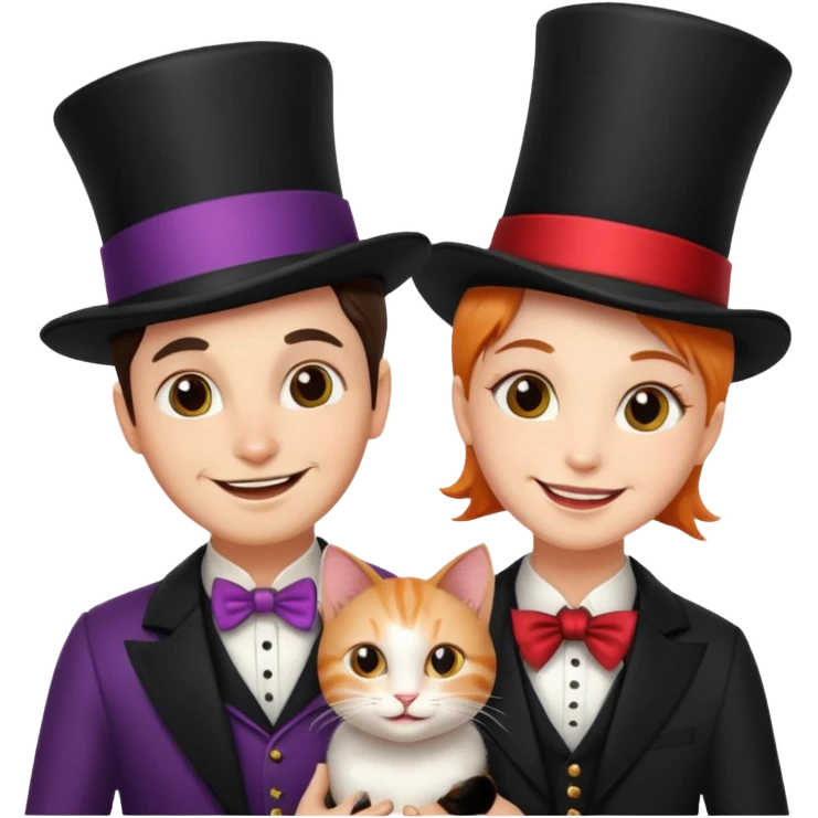 magician couple and their pet cat emoji