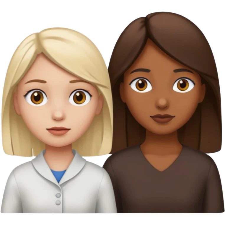 A brown girl whos blind leading a white girl who's also blind emoji