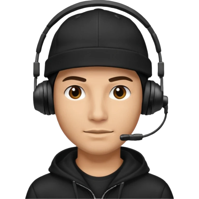 HACKER WITH HEADSET BLACK CAP HANDSOME emoji