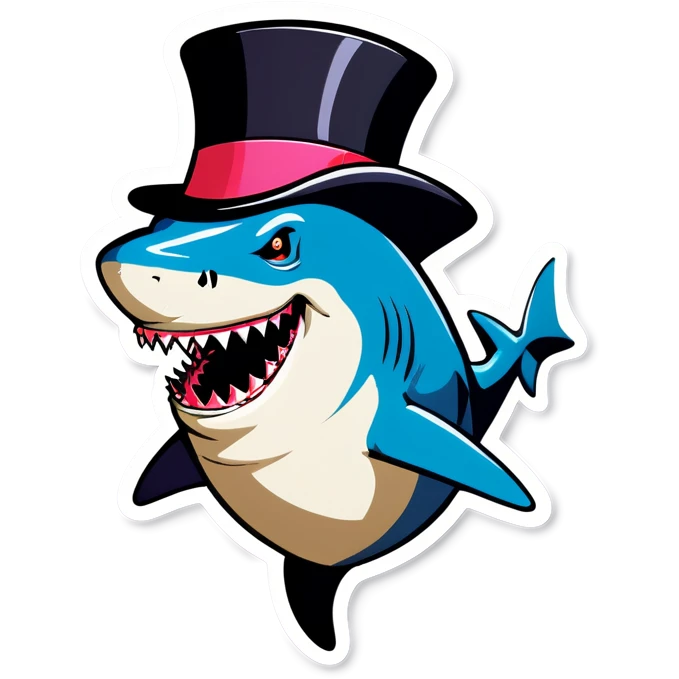 Shark with a top hat emoji