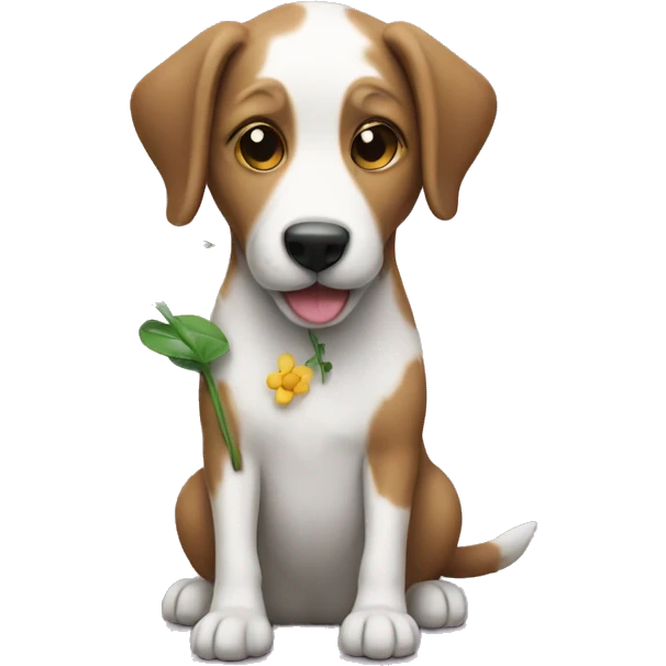 Dog holding a flower emoji