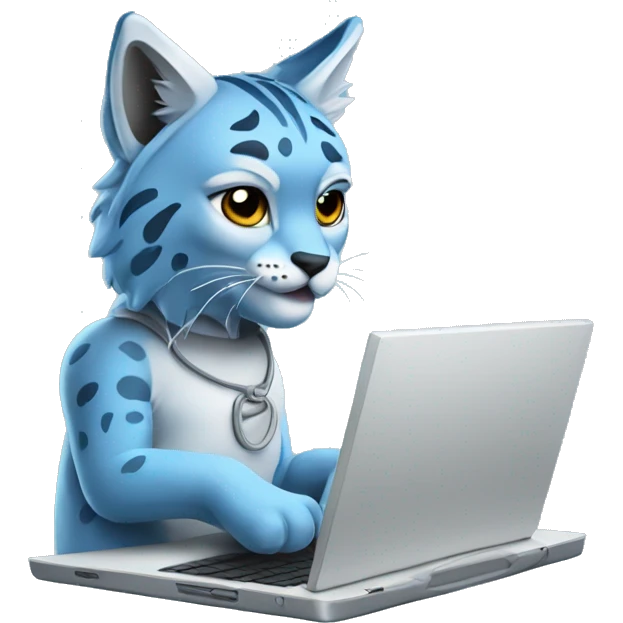 A blue lynx with a laptop emoji