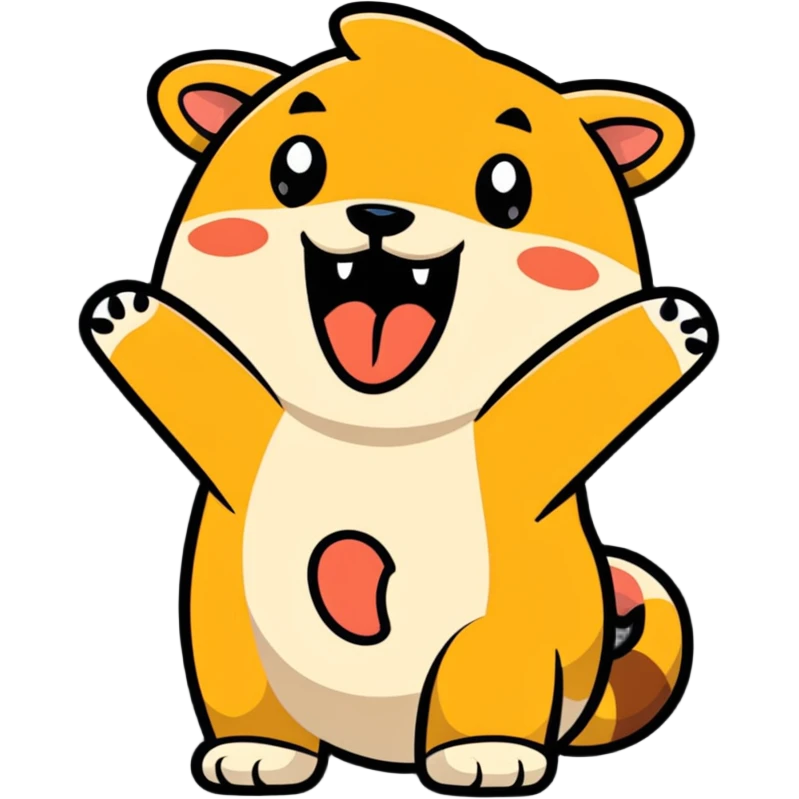 cute animal yawning, cartoonish emoji
