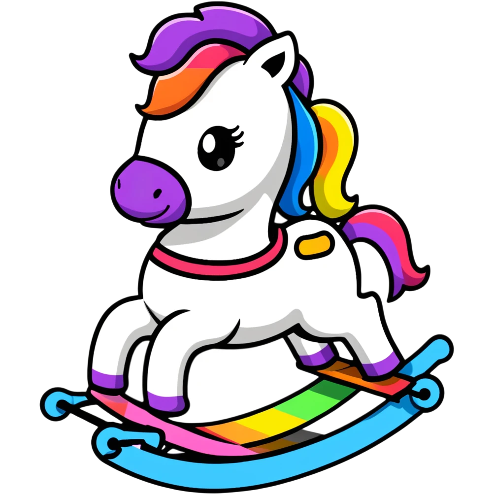 Rainbow gradient rocking horse toy emoji