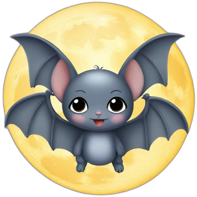 baby bat wings in front of moon emoji