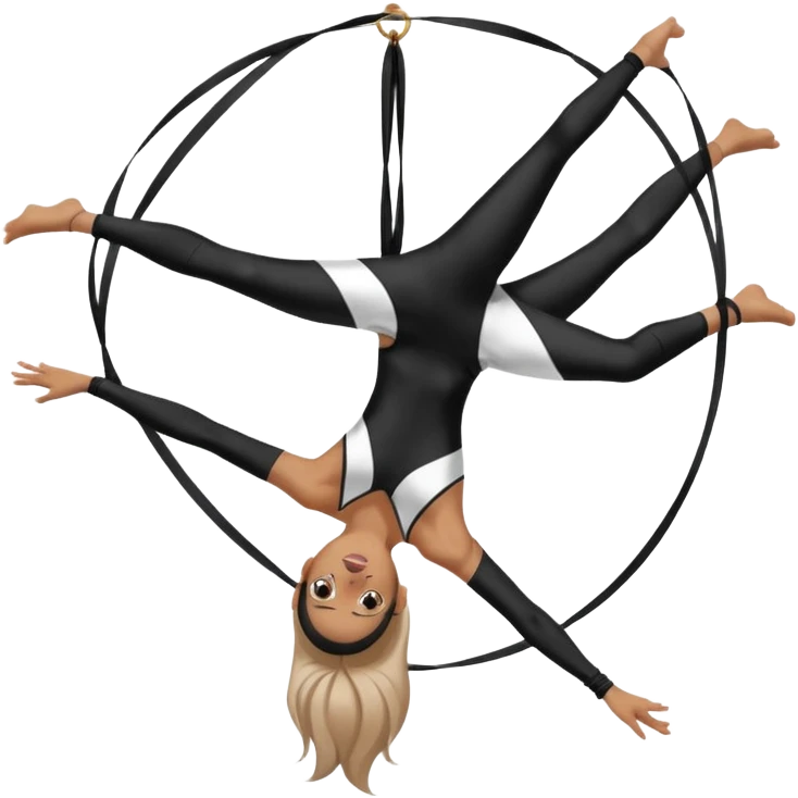 Acrobacias aéreas en tela mujer blanca con negro  emoji