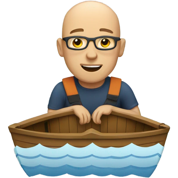 Bald man on a boat emoji