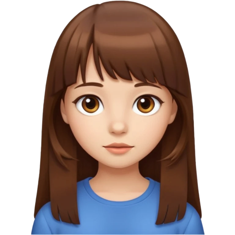 Cute girl with brown bangs long hair straight  emoji