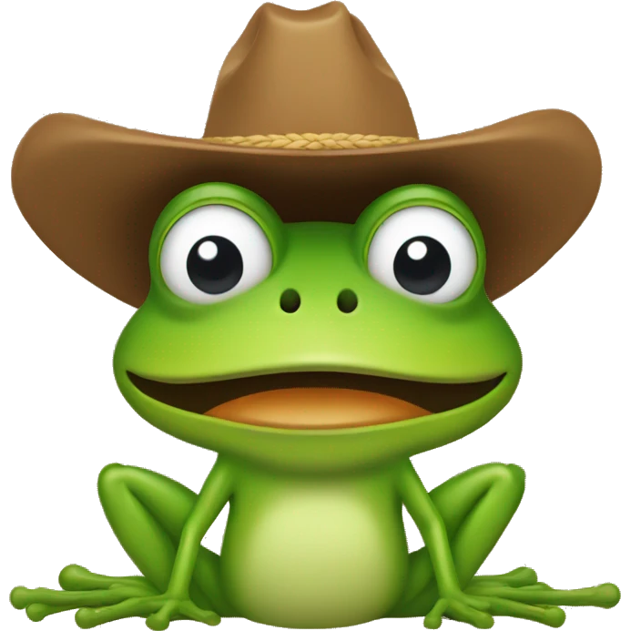 Frog with a cowboy hat and wheat in mouth  emoji