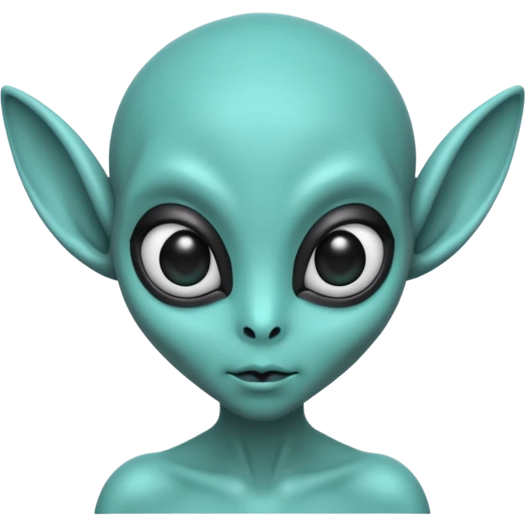 teal alien with two ears and big black eyes emoji