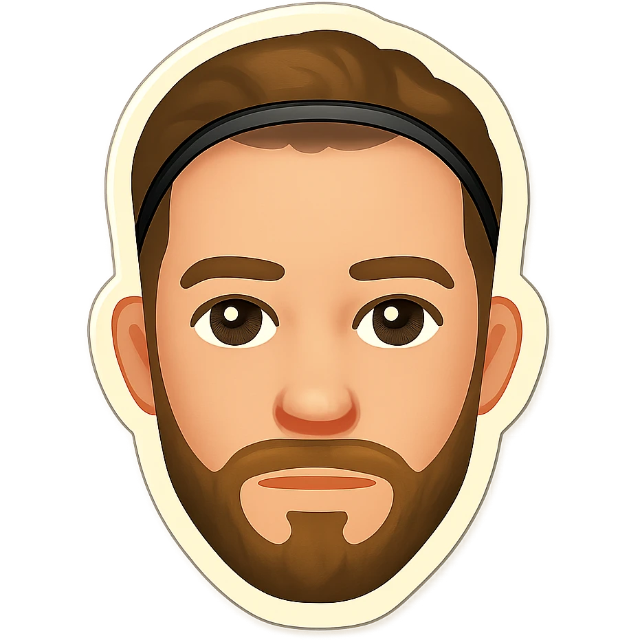 Turn this photo of a man into a clean, modern emoji focusing on his facial features and hairstyle, with a neutral expression and transparent background, in the retro stickers emoji style. emoji