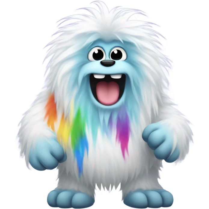  a yeti holding a rainbow poop emoji
