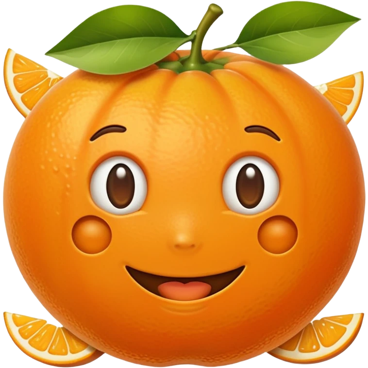 Hermès-style orange fruit, luxury, simple and cute emoji style emoji