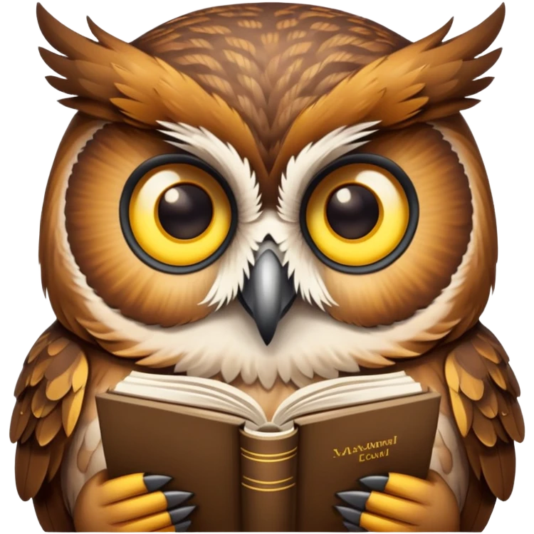 Owl with an English book emoji
