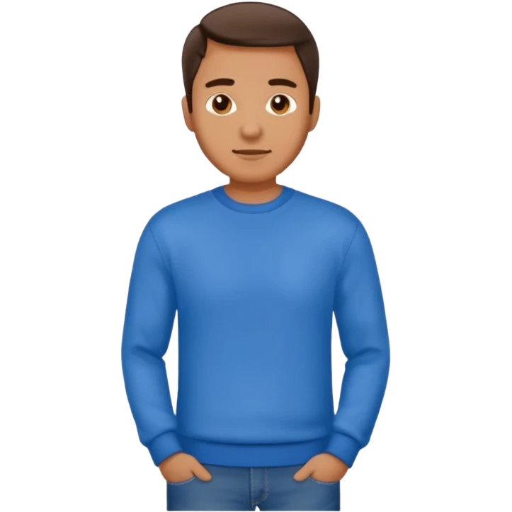 man in shirt with a blue jumper on top and blue jeans emoji