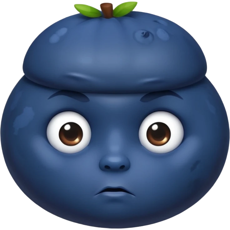 blueberry with a serious expression emoji