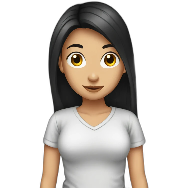 Pretty girl with long dark hair in prison emoji