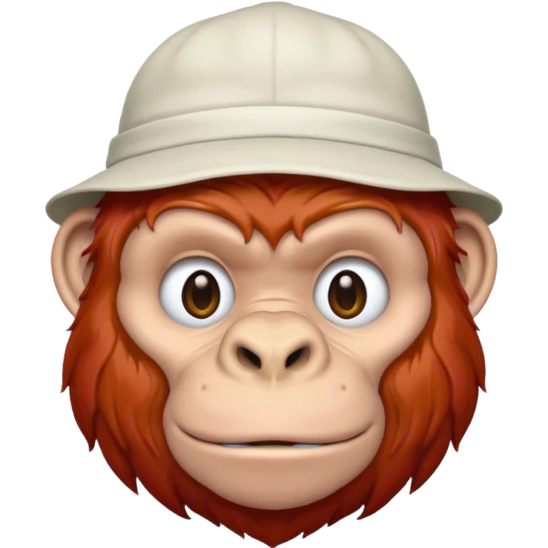red haired gorilla head with white hat, apple style emoji, no text, facing slightly left emoji