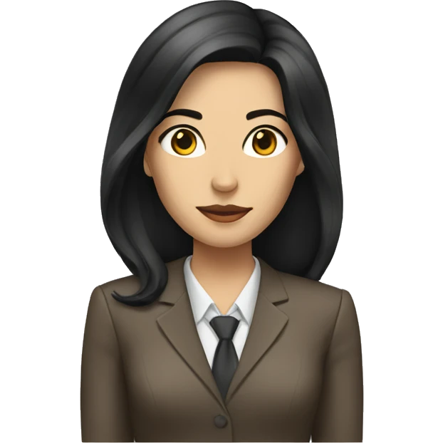 Female defense attorney with long black hair with brown suit emoji