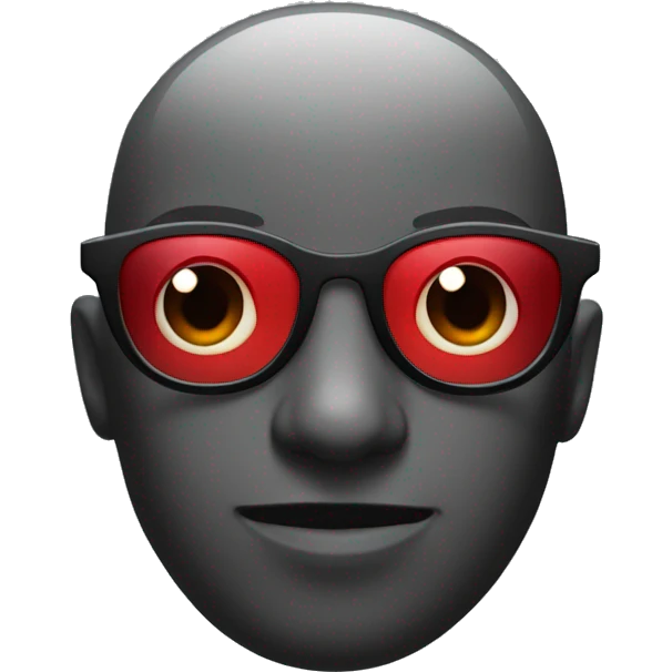 a black emoji with a red color on his forehead and glasses with nerd eyes emoji