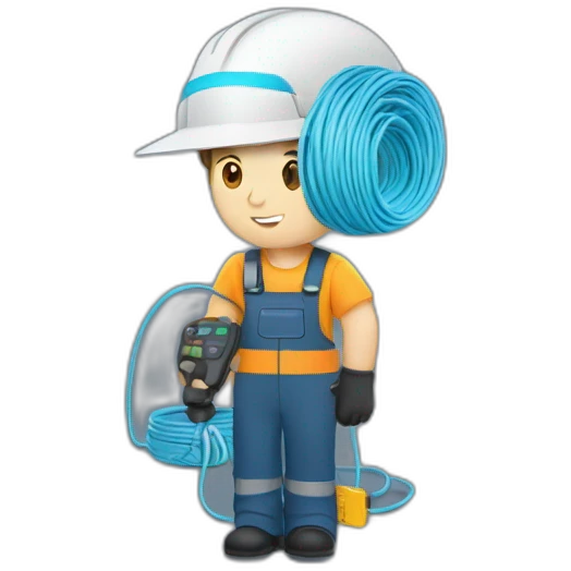 technician with fiber optic cable in one hand emoji