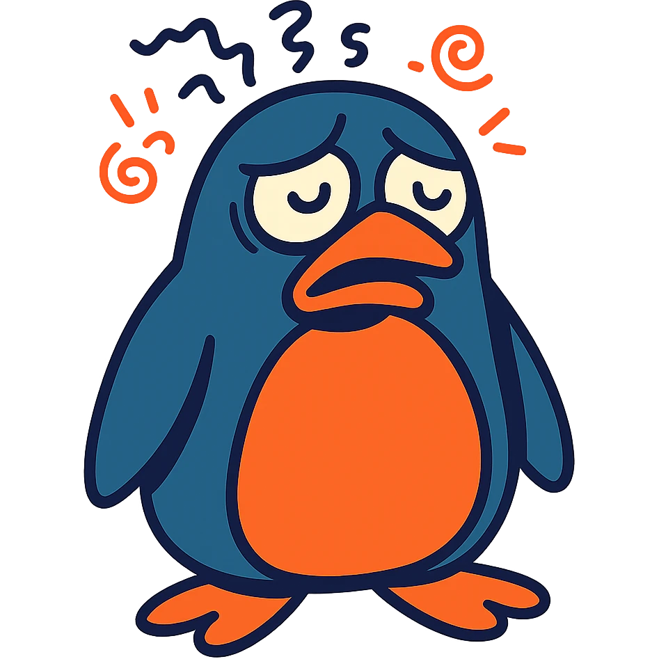 A mentally ill penguin emoji
