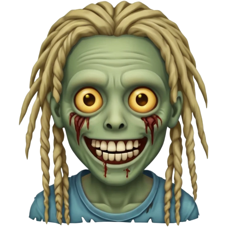 zombie with dreads with braces smiling  emoji