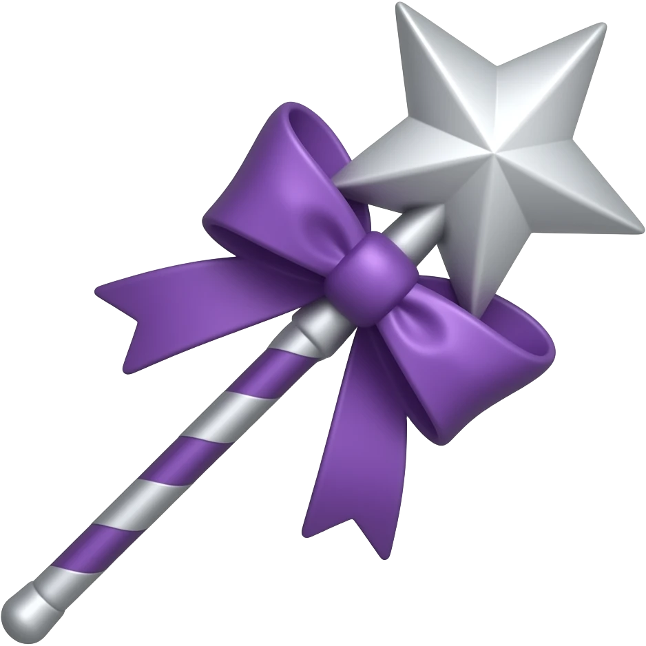 Purple ribboned magic wand emoji