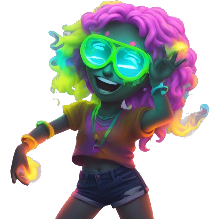 Rave party dancing neon smoking emoji