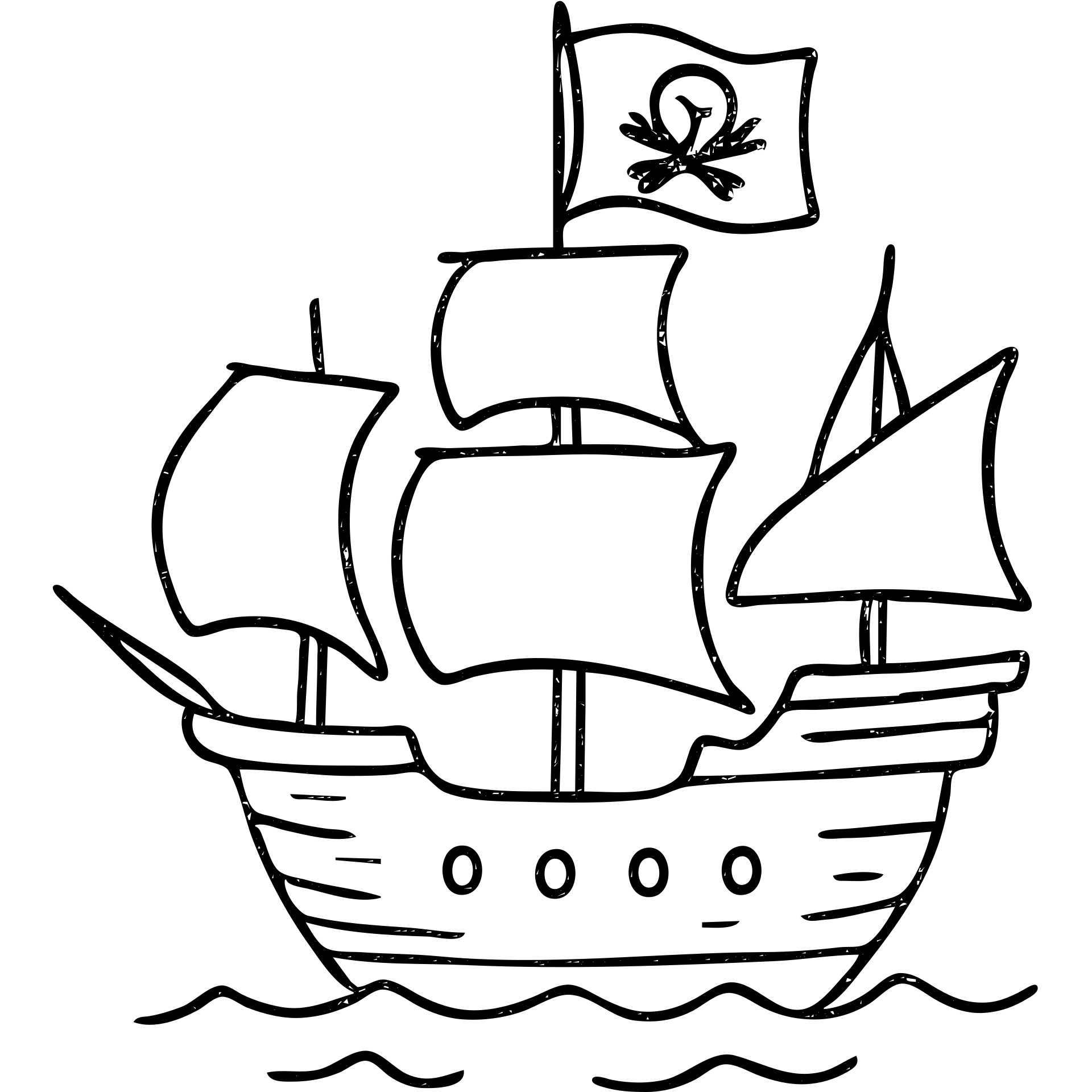 hand drawn outlined pirate ship icon emoji