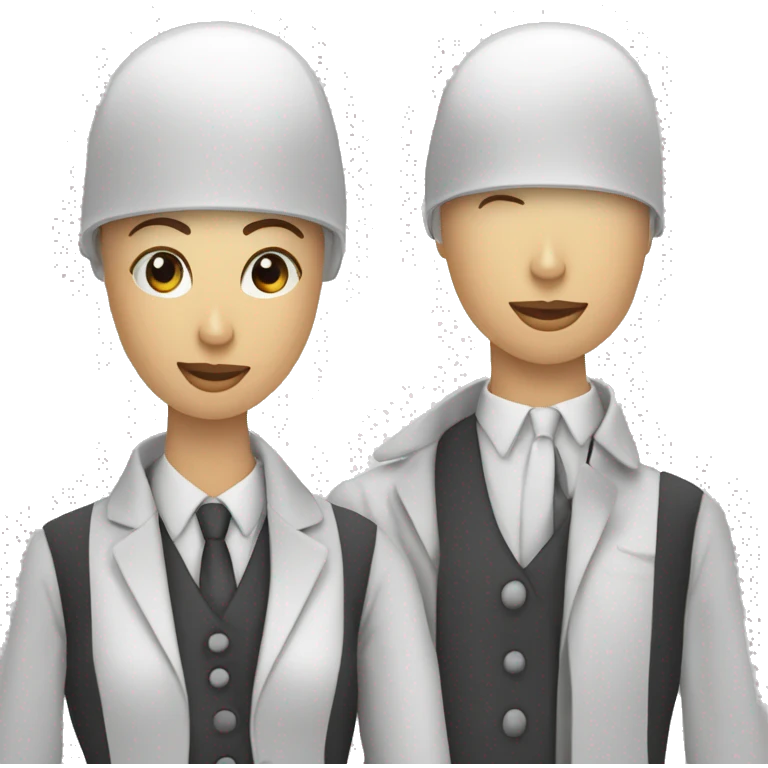 deux personnes qui mange de manière professionnelle comme des mannequins emoji