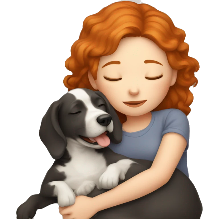 Red-haired girl with lab dog sleep emoji