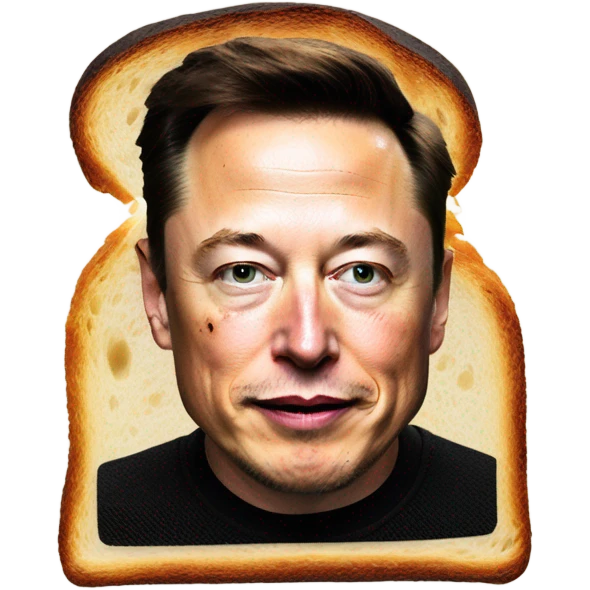 toast with elon musk face burnt on it from the toaster emoji