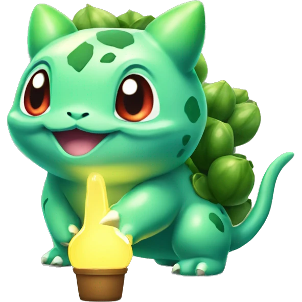 Bulbasaur with a bulb-succulent on his back emoji