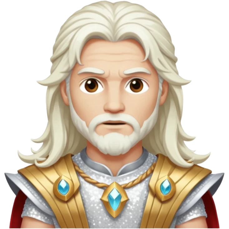 Jupiter, God of Thunder from Gods and Goddesses with long white hair, white sequin outfit emoji